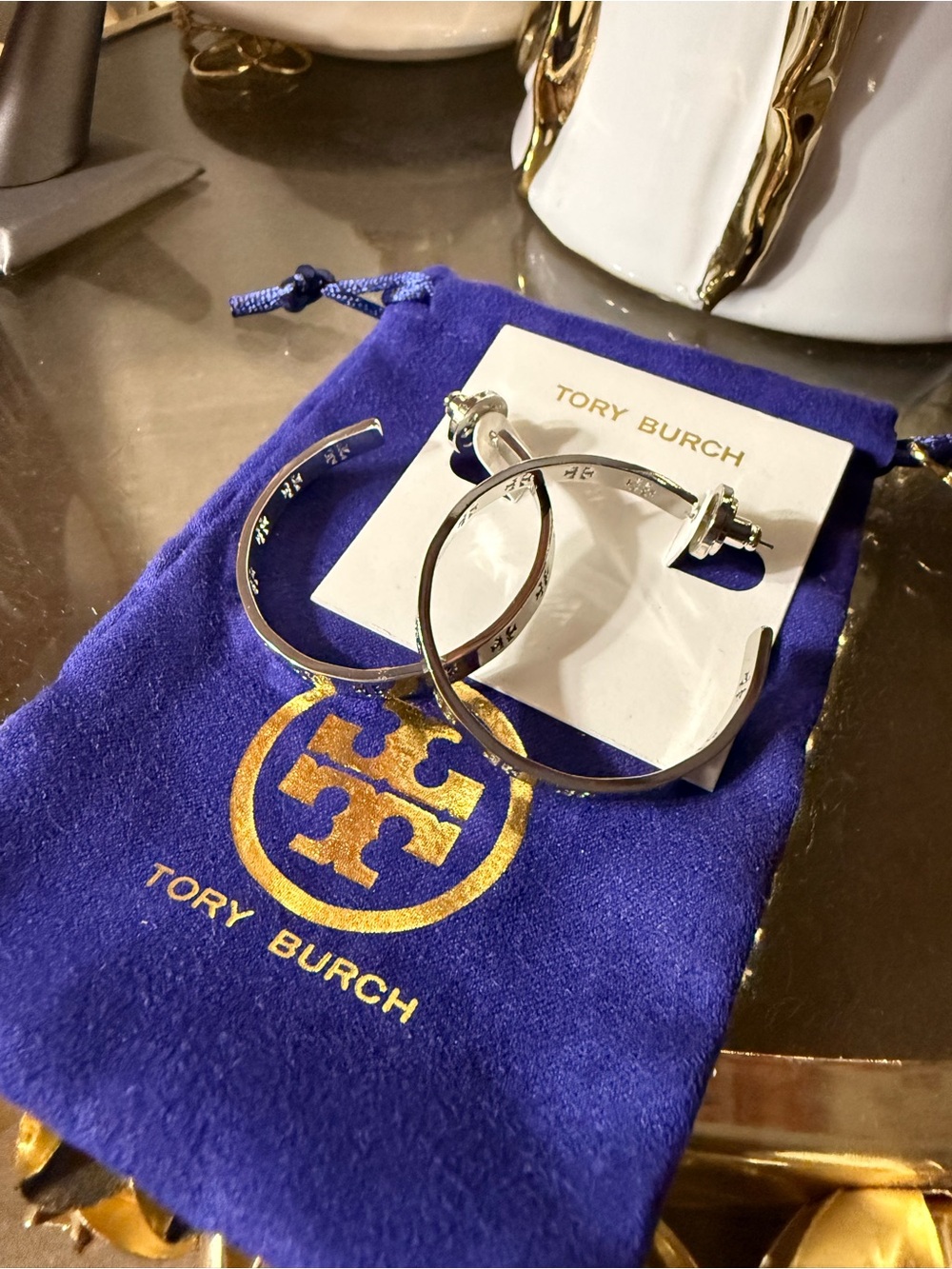 Tory Burch Silver Hoop Earrings